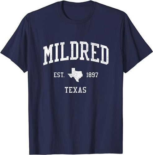 Mildred Texas TX T-Shirt Vintage Athletic Sports Design Tee