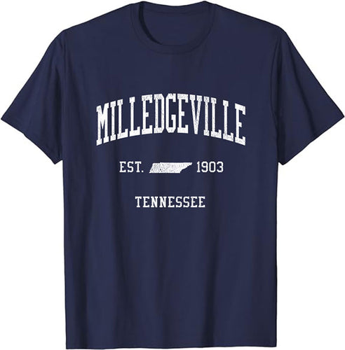 Milledgeville Tennessee TN T-Shirt Vintage Athletic Sports Design Tee