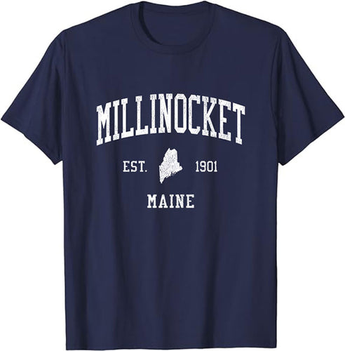 Millinocket Maine ME T-Shirt Vintage Athletic Sports Design Tee