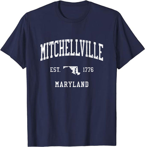 Mitchellville Maryland MD T-Shirt Vintage Athletic Sports Design Tee