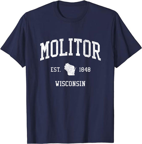 Molitor Wisconsin WI T-Shirt Vintage Athletic Sports Design Tee