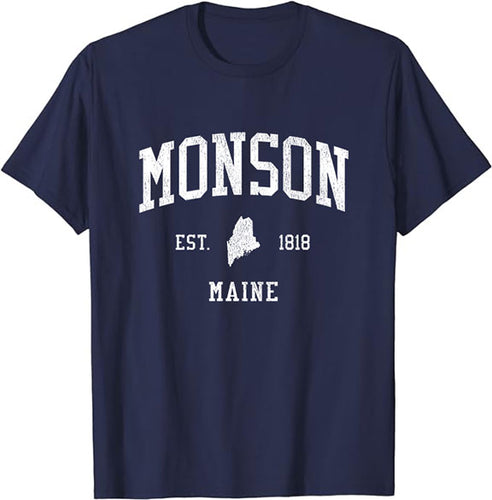 Monson Maine ME T-Shirt Vintage Athletic Sports Design Tee