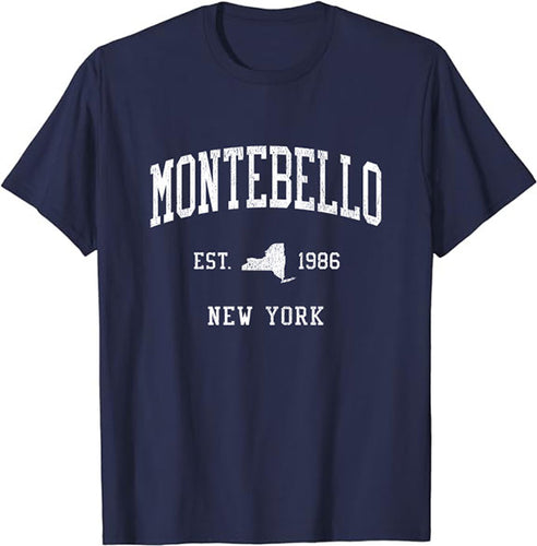 Montebello New York NY T-Shirt Vintage Athletic Sports Design Tee