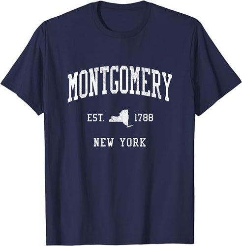 Montgomery New York NY T-Shirt Vintage Athletic Sports Design Tee