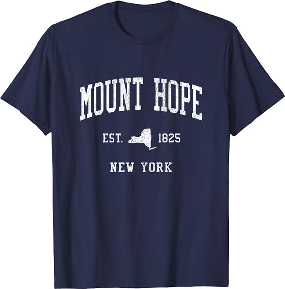 Mount Hope New York NY T-Shirt Vintage Athletic Sports Design Tee