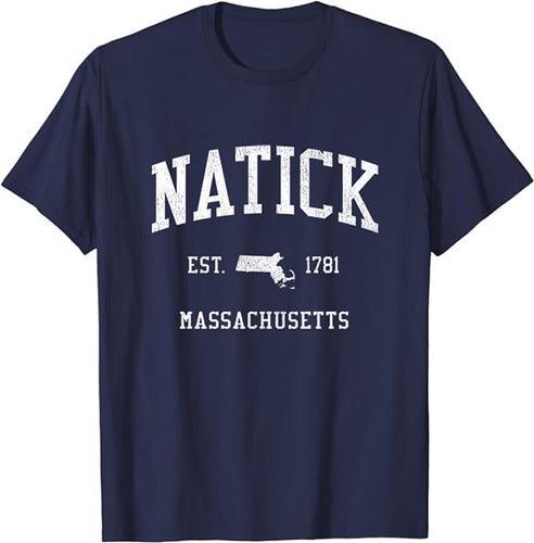 Natick Massachusetts MA T-Shirt Vintage Athletic Sports Design Tee