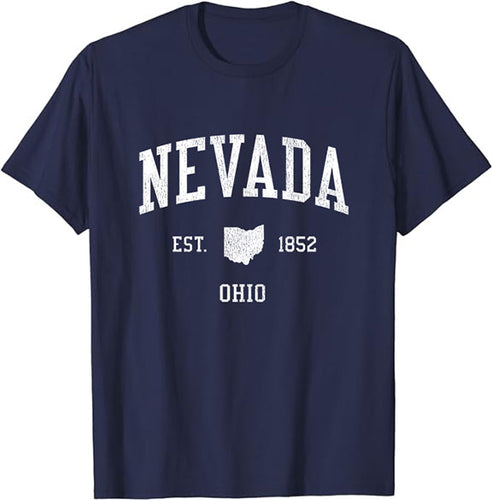 Nevada Ohio OH T-Shirt Vintage Athletic Sports Design Tee