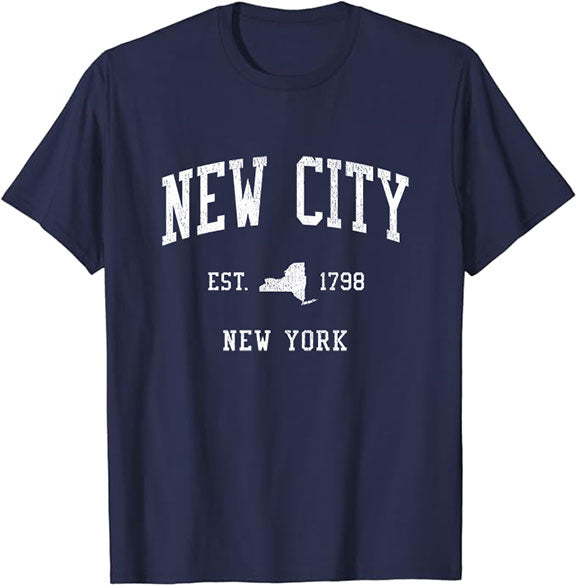 New City New York NY T-Shirt Vintage Athletic Sports Design Tee