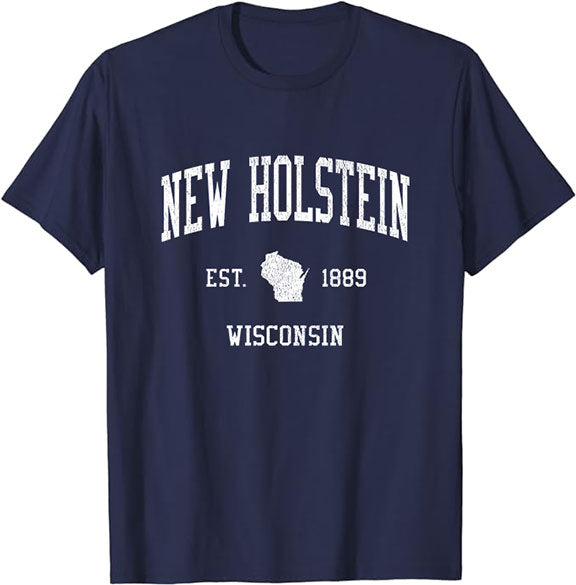 New Holstein Wisconsin WI T-Shirt Vintage Athletic Sports Design Tee