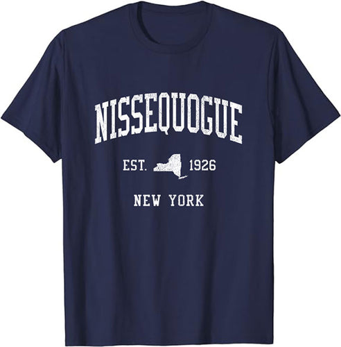 Nissequogue New York NY T-Shirt Vintage Athletic Sports Design Tee