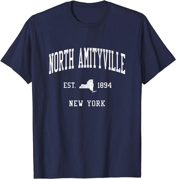 North Amityville New York NY T-Shirt Vintage Athletic Sports Design Tee