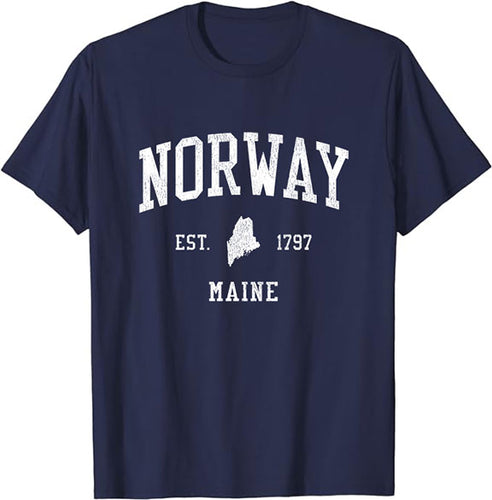 Norway Maine ME T-Shirt Vintage Athletic Sports Design Tee