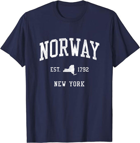 Norway New York NY T-Shirt Vintage Athletic Sports Design Tee