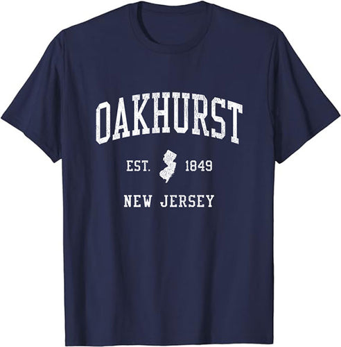 Oakhurst New Jersey NJ T-Shirt Vintage Athletic Sports Design Tee