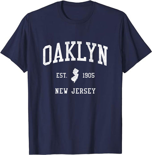 Oaklyn New Jersey NJ T-Shirt Vintage Athletic Sports Design Tee