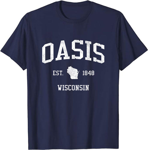 Oasis Wisconsin WI T-Shirt Vintage Athletic Sports Design Tee