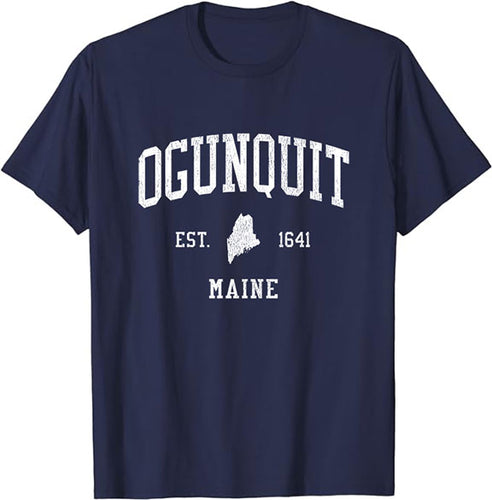 Ogunquit Maine ME T-Shirt Vintage Athletic Sports Design Tee