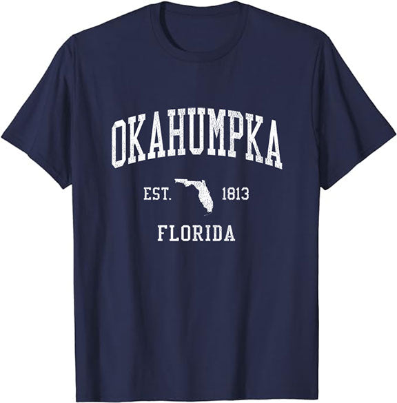 Okahumpka Florida FL T-Shirt Vintage Athletic Sports Design Tee