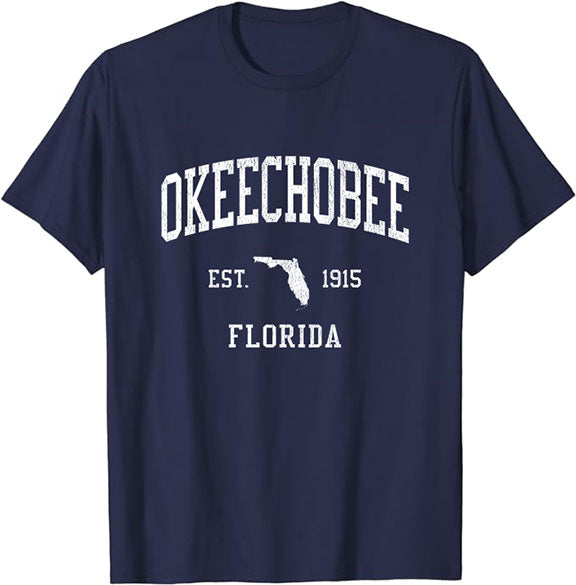 Okeechobee Florida FL T-Shirt Vintage Athletic Sports Design Tee