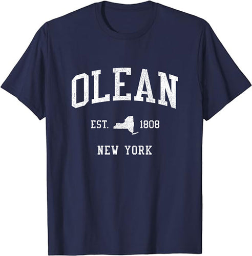 Olean New York NY T-Shirt Vintage Athletic Sports Design Tee