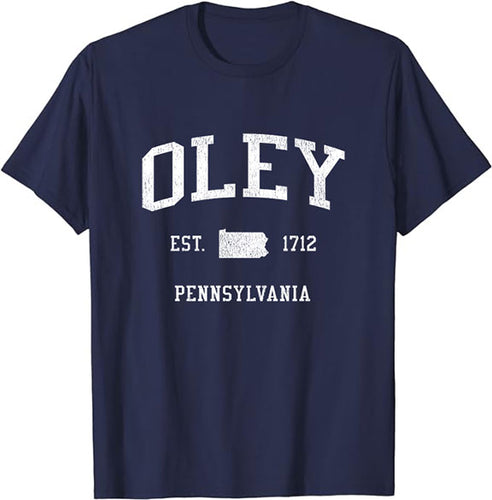 Oley Pennsylvania PA T-Shirt Vintage Athletic Sports Design Tee