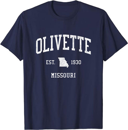 Olivette Missouri MO T-Shirt Vintage Athletic Sports Design Tee