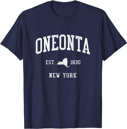 Oneonta New York NY T-Shirt Vintage Athletic Sports Design Tee