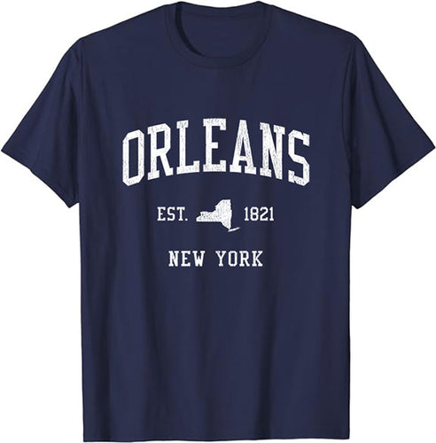 Orleans New York NY T-Shirt Vintage Athletic Sports Design Tee
