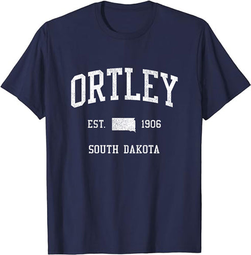 Ortley South Dakota SD T-Shirt Vintage Athletic Sports Design Tee