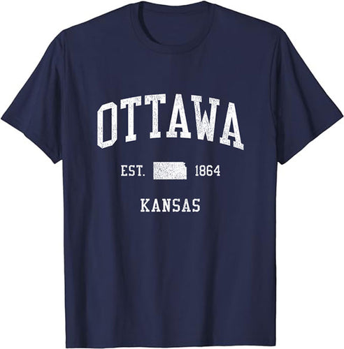 Ottawa Kansas KS T-Shirt Vintage Athletic Sports Design Tee