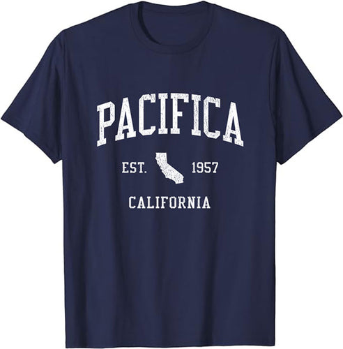 Pacifica California CA T-Shirt Vintage Athletic Sports Design Tee