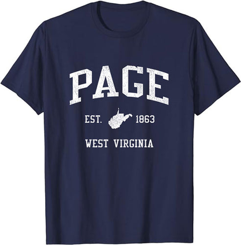 Page West Virginia WV Vintage Athletic Sports Design T-Shirt JS01