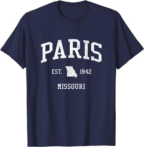 Paris Missouri MO T-Shirt Vintage Athletic Sports Design Tee