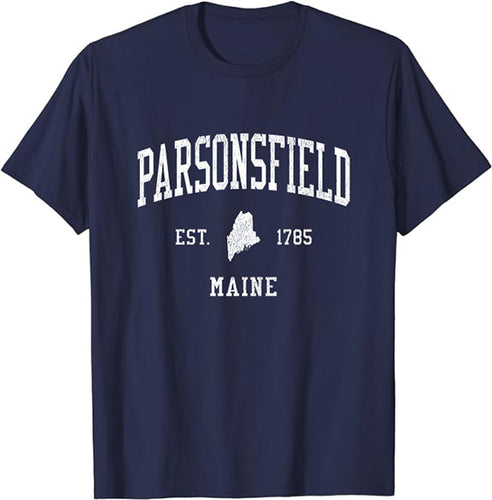 Parsonsfield Maine ME T-Shirt Vintage Athletic Sports Design Tee