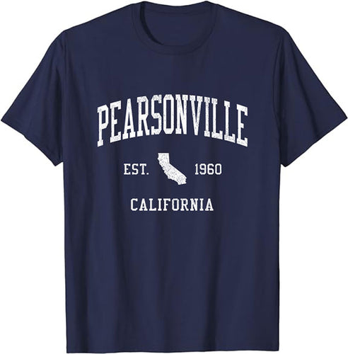 Pearsonville California CA T-Shirt Vintage Athletic Sports Design Tee