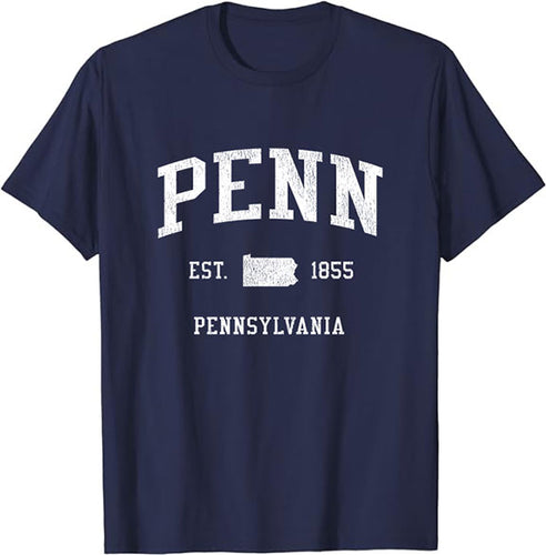 Penn Pennsylvania PA T-Shirt Vintage Athletic Sports Design Tee