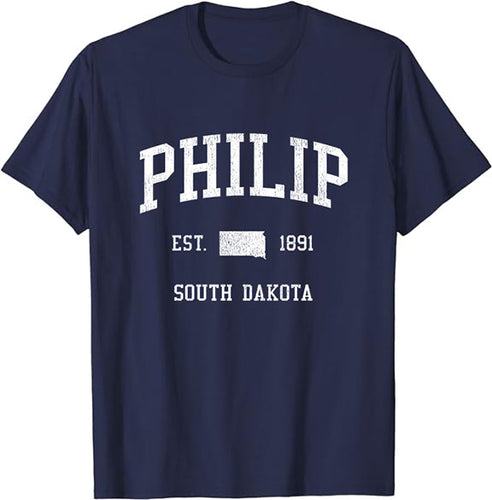 Philip South Dakota SD T-Shirt Vintage Athletic Sports Design Tee