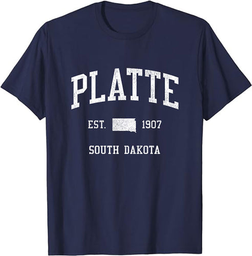 Platte South Dakota SD T-Shirt Vintage Athletic Sports Design Tee