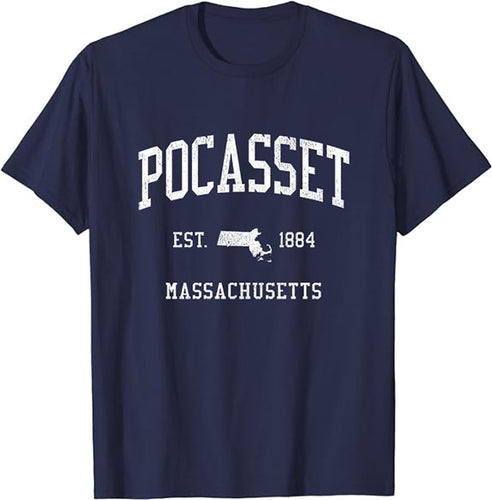 Pocasset Massachusetts MA T-Shirt Vintage Athletic Sports Design Tee