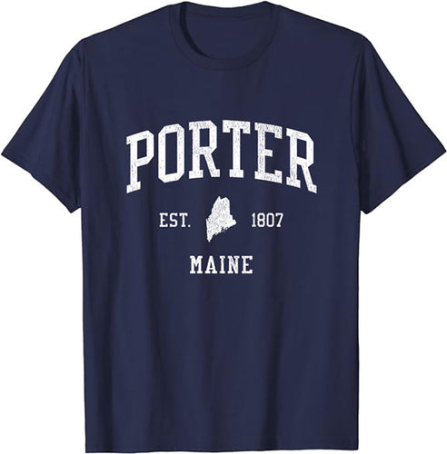 Porter Maine ME T-Shirt Vintage Athletic Sports Design Tee