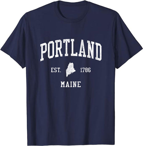 Portland Maine ME T-Shirt Vintage Athletic Sports Design Tee