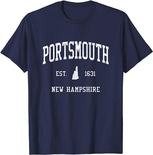 Portsmouth New Hampshire NH T-Shirt Vintage Athletic Sports Design Tee