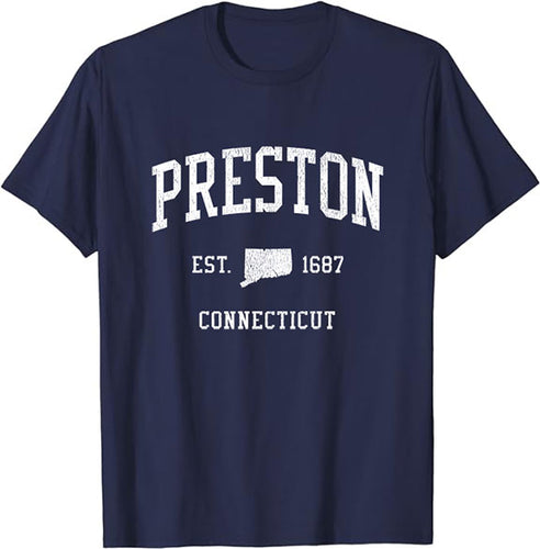 Preston Connecticut CT T-Shirt Vintage Athletic Sports Design Tee