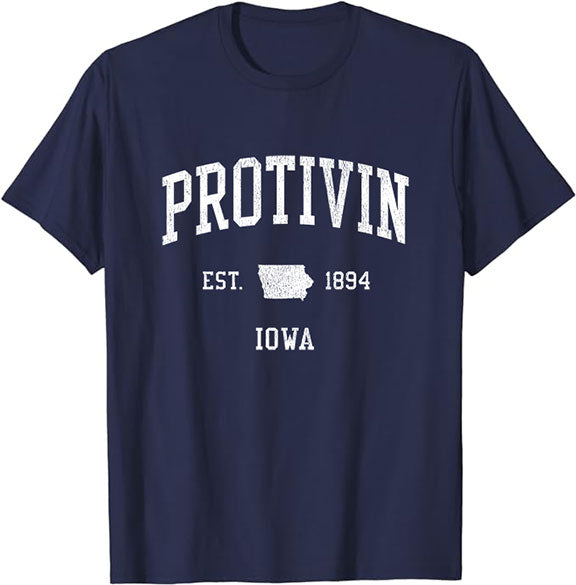 Protivin Iowa IA T-Shirt Vintage Athletic Sports Design Tee