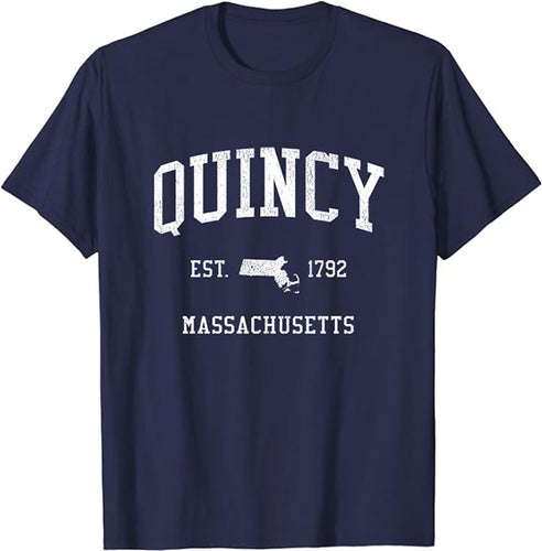 Quincy Massachusetts MA T-Shirt Vintage Athletic Sports Design Tee