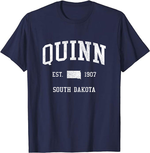 Quinn South Dakota SD T-Shirt Vintage Athletic Sports Design Tee