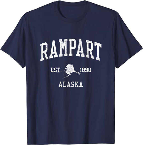 Rampart Alaska AK T-Shirt Vintage Athletic Sports Design Tee