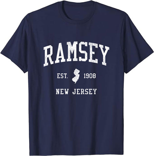 Ramsey New Jersey NJ T-Shirt Vintage Athletic Sports Design Tee