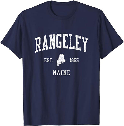 Rangeley Maine ME T-Shirt Vintage Athletic Sports Design Tee