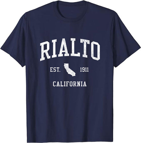 Rialto California CA T-Shirt Vintage Athletic Sports Design Tee